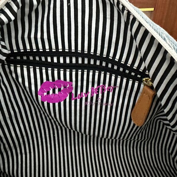 Luv Betsey by Betsey Johnson Duffle Bag Denim w/ Kitsch Patches - Picture 7 of 9